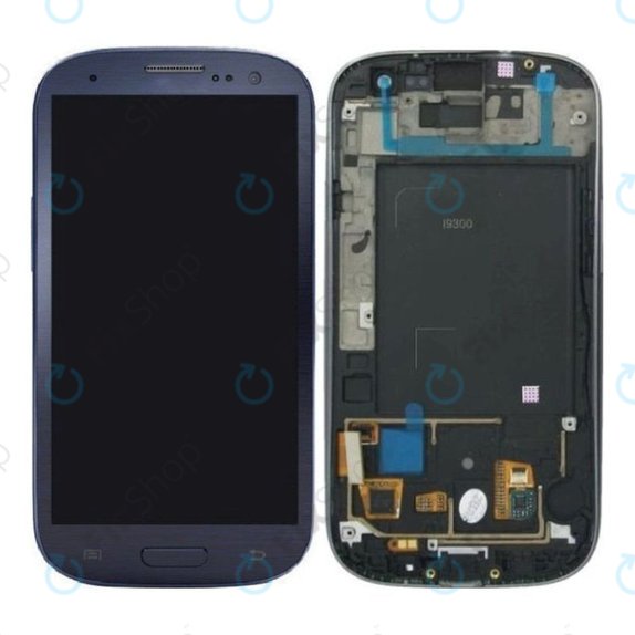 Schermo OLED per Samsung S3 i9300, Pebble Blue, Vetro touch con cornice