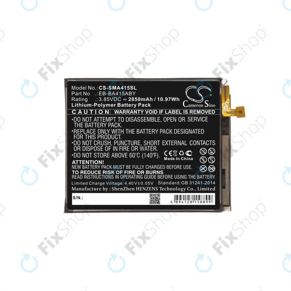 Batteria per Samsung A41 A415F, 2850mAh, Li-Pol, 3.85 V, EB-BA415ABY, HQ