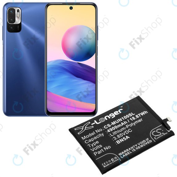 Batteria per Xiaomi Poco M3 Pro, Redmi Note 10, Note 11, 4900mAh, Li-Pol, 3.85 V, BN5A, HQ