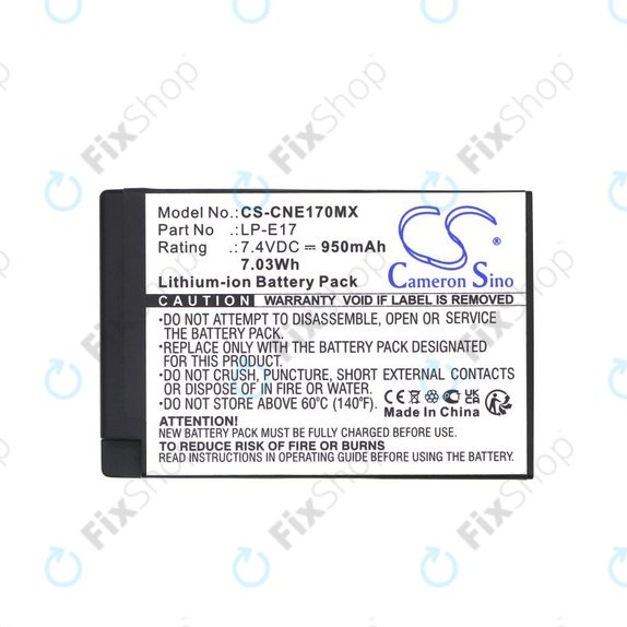 Batteria per Canon EOS, LP-E17, Li-Ion, 950mAh, 7.4V, HQ