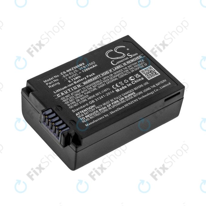 Batteria per Nikon Z50, Z50 ZFC, Z30, Z FC, EN-EL25, Li-Ion, 1280mAh, 7.6V, HQ