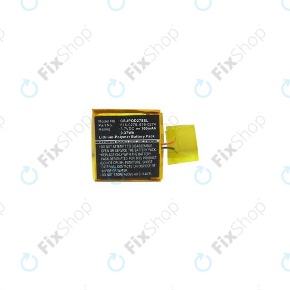 Batteria per iPod Shuffle (2nd Gen, 3rd Gen), 100mAh, 616-0274, HQ