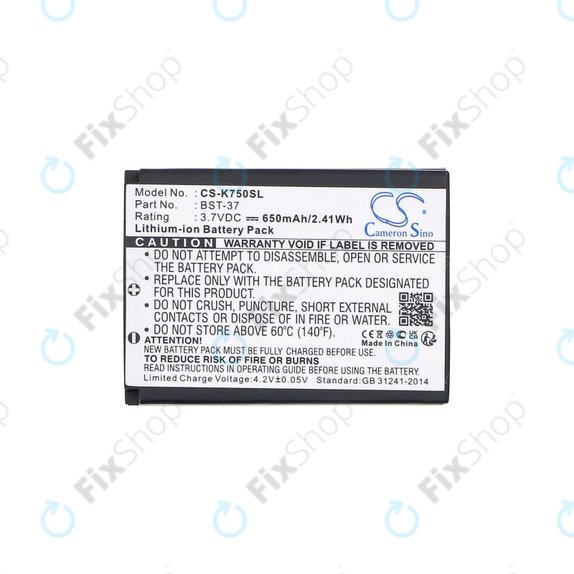Batteria per Sony Ericsson, BST-37, Li-Ion, 3.7V, 650mAh, HQ