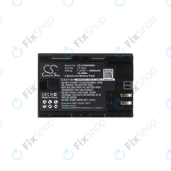 Batteria per Canon EOS 5D, 5DS, 6, 7, 60, 70, R5, R6, LP-E6N, Li-Ion, 2000mAh, HQ