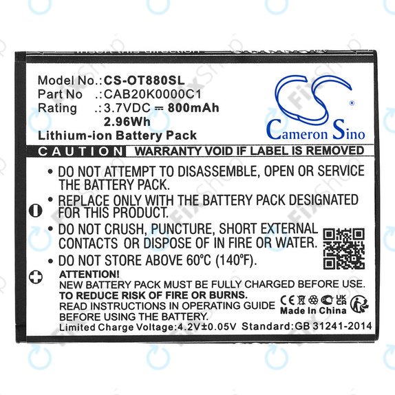 Batteria per Alcatel One Touch, BTR510AB, Li-Ion, 3.7V, 800mAh, HQ