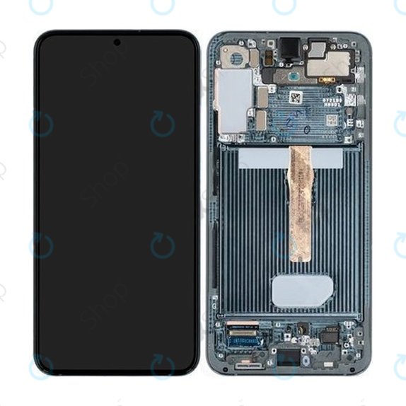 Schermo per Samsung S22 Plus S906B, Green, Vetro touch con cornice, GH82-27500C, GH82-27501C, Genuine Service Pack