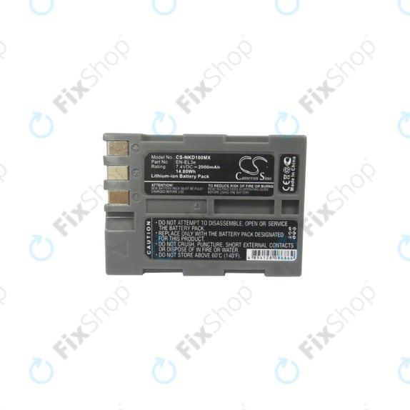 Batteria per Nikon D50, D70, D80, D90, D100, D200, D300, D700, D900, EN-EL3e, Li-Ion, 2000mAh, HQ