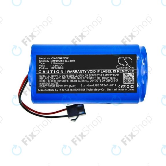 Batteria per Ecovacs Deebot N79, N79S, Eufy RoboVac-seriess, Proscenic 850-seriess, BFG-WSQ, ICR18650-26J-4S1P, UR18650ZY-4S1P-AAM, Li-Ion, 3400mAh, 14.4V, HQ