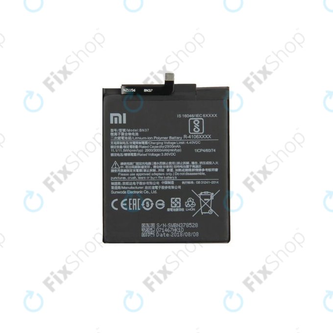 Batteria per Xiaomi Redmi 6, 6A, BN37, 46BN37W02093, 46BN37A06003, 3000mAh, Genuine Service Pack
