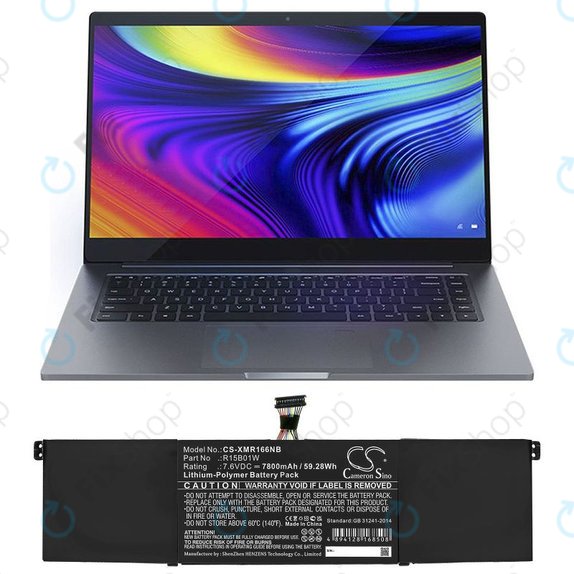 Batteria per Xiaomi Mi Pro 15.6 i3, i5, i6, R15B01W, Li-Pol, 7800mAh, 7.6V, HQ