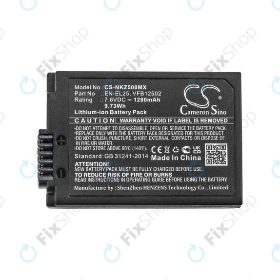 Batteria per Nikon Z50, Z50 ZFC, Z30, Z FC, EN-EL25, Li-Ion, 1280mAh, 7.6V, HQ