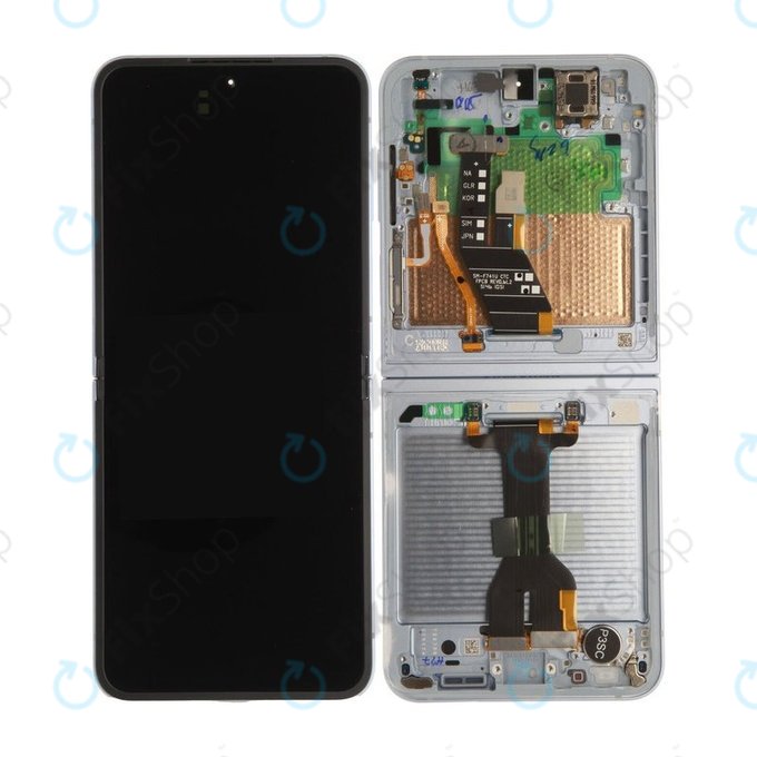 Schermo per Samsung Z Flip 6 F741B, Light Blue, Vetro touch con cornice, GH82-35014C, Genuine Service Pack