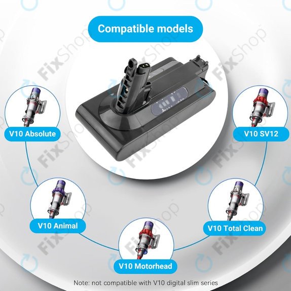 Batteria per Dyson V10, 969352-02, SV12, 206340, Li-Ion, 2500mAh, 25.2V, HQ
