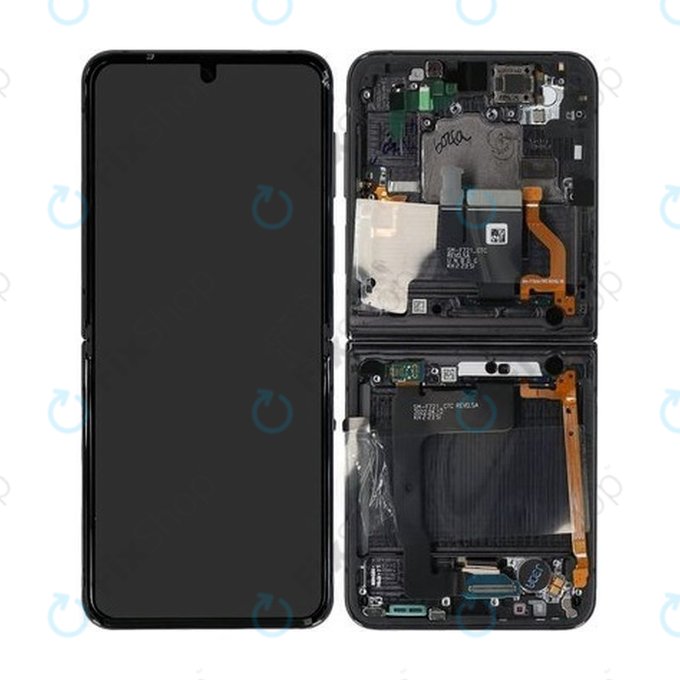 Schermo per Samsung Z Flip 4 F721B, Graphite, Vetro touch con cornice, GH82-29440A, GH82-30238A, GH82-30239A, GH82-29441A, Genuine Service Pack