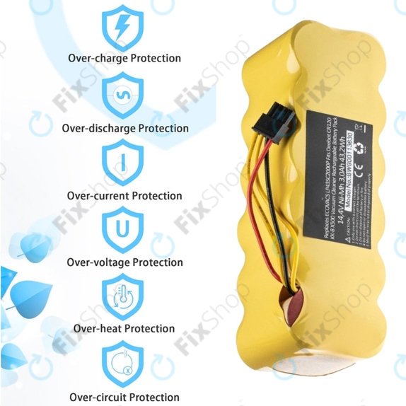 Batteria per Ecovacs Deebot CR120, KK-8, X500, LP43SC2000P, Ni-MH, 3000mAh, 14.4V