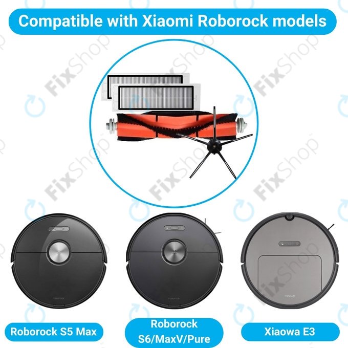 Set standard per Xiaomi Roborock S5 Max, S6, S6 MaxV, S6 Pure, Xiaowa E3, Black