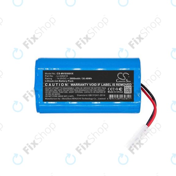 Batteria per Xiaomi Essential (Mijia G1), Flyco FC-seriess, myVacBot SN500, Panasonic MC-seriess, Phicomm X3, Puppy R-seriess, Li-026418, Li-Ion, 2600mAh, 14.8V, HQ