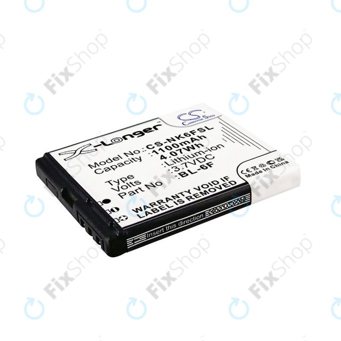 Batteria per Nokia N78, N79, N95 8GB, BL-6F, Li-Ion, 3.7V, 1100mAh, HQ