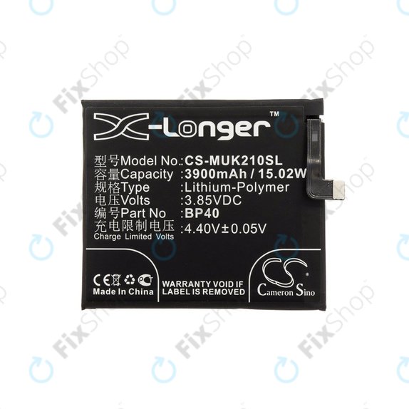 Batteria per Redmi K20 Pro, Redmi M1903f11a, Redmi M1903f11c, 3900mAh, Li-Pol, 3.85 V, BP40, HQ