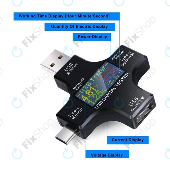 Tester digitale USB con USB-C e USB 3.0, Eversame 2in1