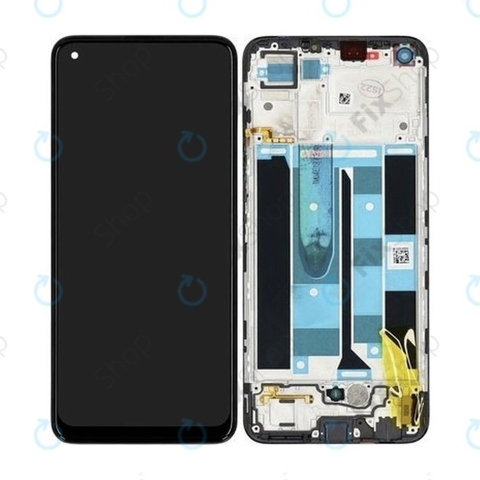 Schermo per Realme 8 RMX3085, Cyber Black, Vetro touch con cornice, 4906919, Genuine Service Pack