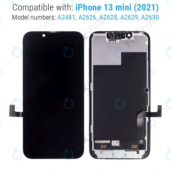 Schermo Hard OLED per iPhone 13 Mini, Vetro touch con cornice, FixPremium