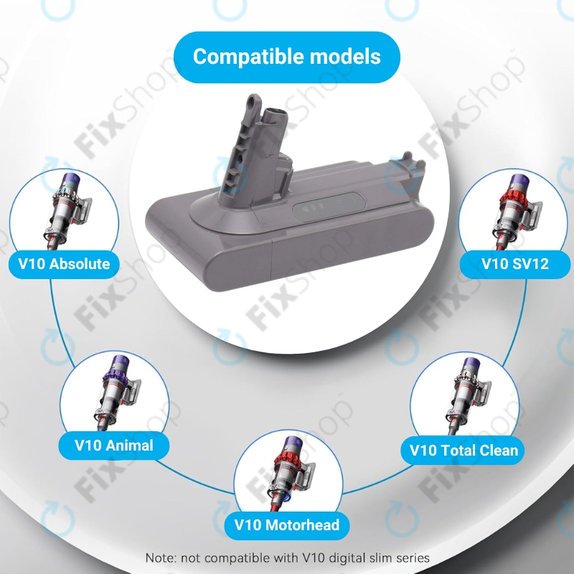 Batteria per Dyson V10, 969352-02, SV12, 206340, Li-Ion, 3000mAh, 25.2V