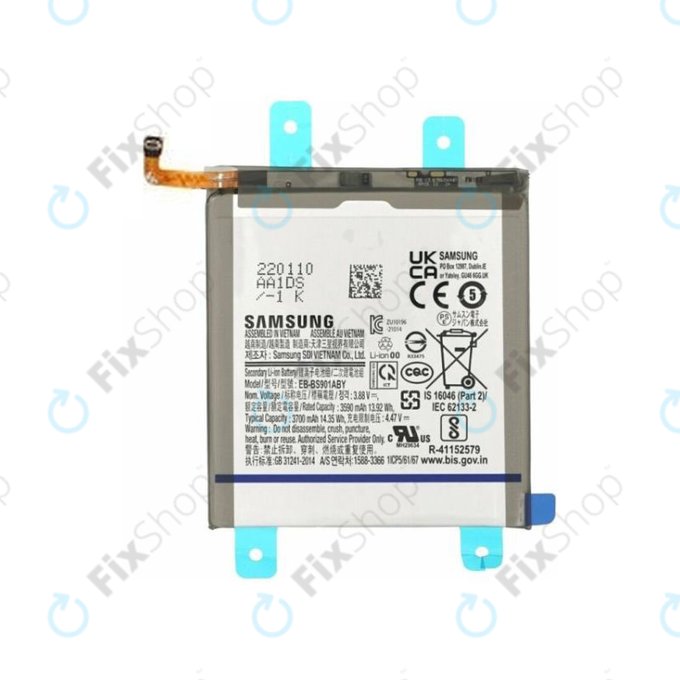 Batteria per Samsung S22 S901B, EB-BS901ABY, GH82-27494A, 3700mAh, Genuine Service Pack