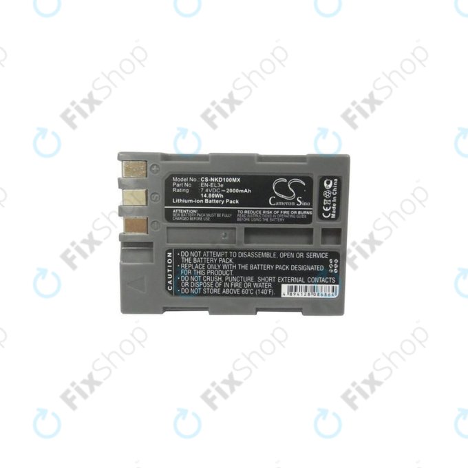 Batteria per Nikon D50, D70, D80, D90, D100, D200, D300, D700, D900, EN-EL3e, Li-Ion, 2000mAh, HQ