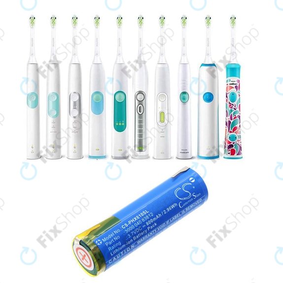 Batteria per Oral-B Genius X, Philips HX6100 Series, 3000 040 83812, Li-Ion, 800mAh, 3.7V, HQ