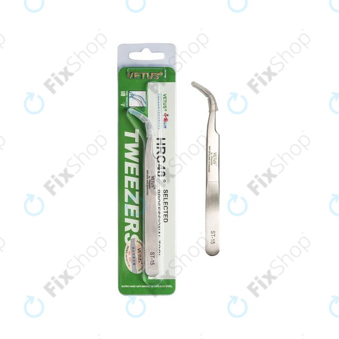 Pinzetta metallica professionale con punta curva 120 mm, Vetus ST-15