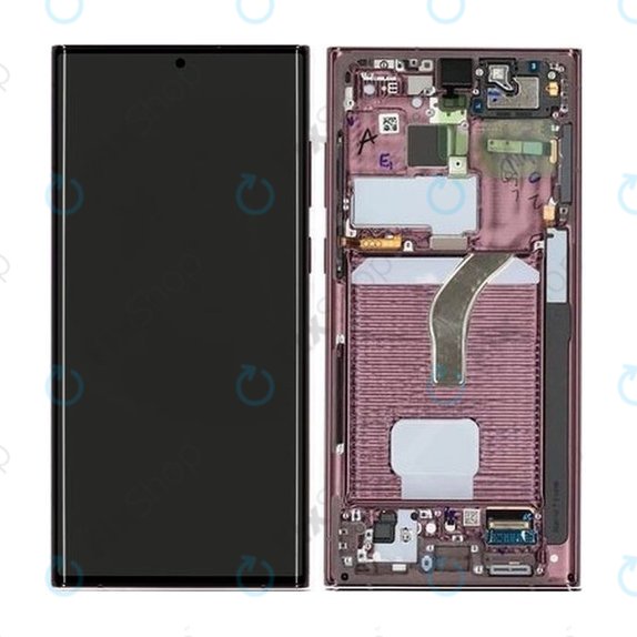 Schermo per Samsung S22 Ultra S908B, Burgundy, Vetro touch con cornice, GH82-27488B, GH82-27489B, Genuine Service Pack