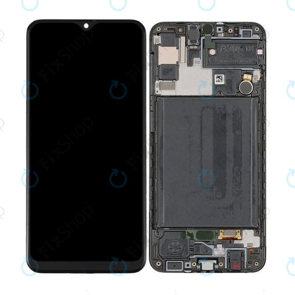 Schermo OLED per Samsung A30s A307F, Prism Crush Black, Vetro touch con cornice