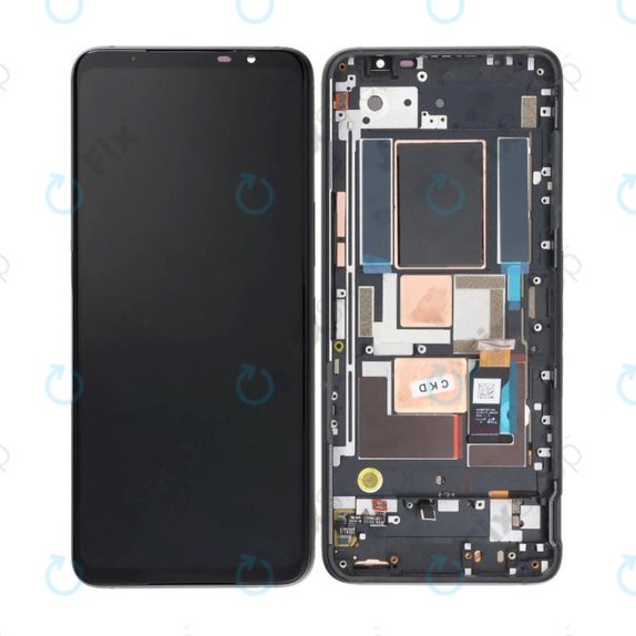 Schermo OLED per Asus ROG Phone 5s ZS676KS, 5s Pro ZS676KS-1A, Phantom Black, Vetro touch con cornice