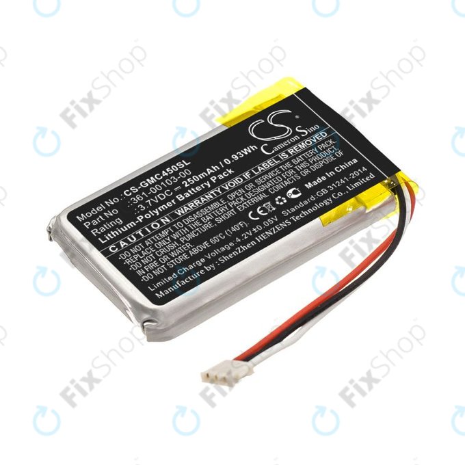 Batteria per Garmin DashCam 45, DashCam 46, DashCam 55, DashCam 56, DashCam 66, 361-00103-00, Li-Pol, 250mAh, 3.7V, HQ