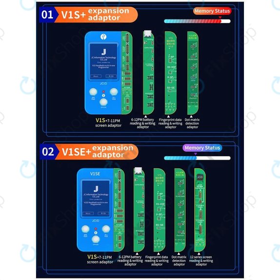 Programmatore con schede LCD, batteria, impronta digitale, Face ID e serie 12 per iPhone 7 - 12 Pro Max, JC V1SE