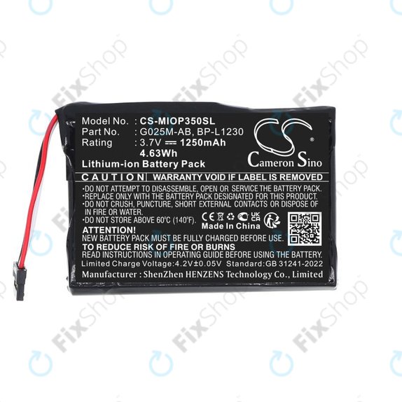 Batteria per Mitac Mio P350, P550, BL-LP1230, Li-Ion, 1250mAh, 3.7V, HQ