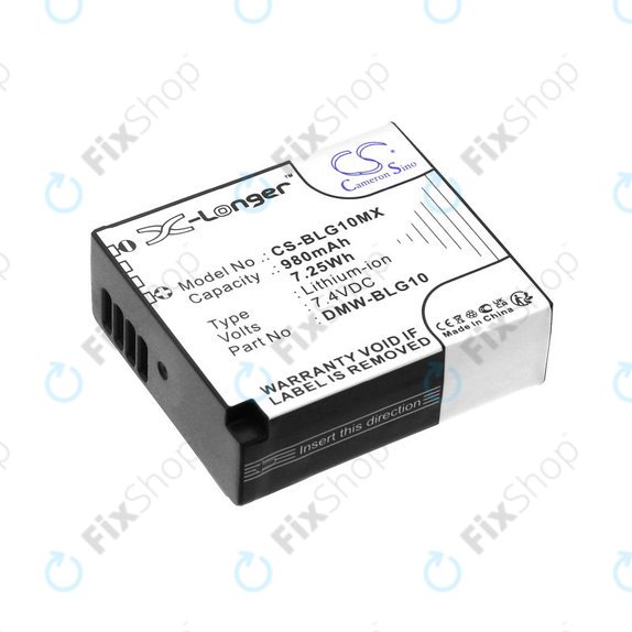 Batteria per Leica D-Lux Type 109, Panasonic Lumix DMC-GF3, GX7, LX100, DMW-BLG10, Li-Ion, 980mAh, 7.4V, HQ