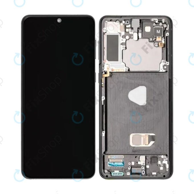 Schermo per Samsung S21 Plus G996B, Phantom Black, Vetro touch con cornice