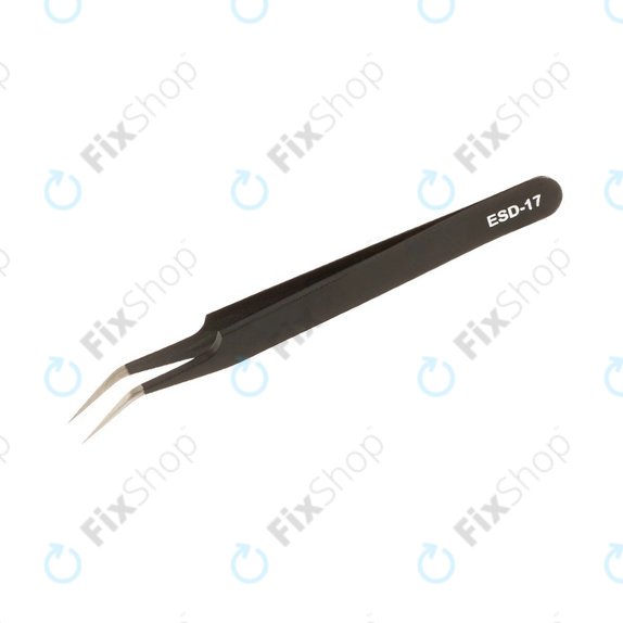 Pinzetta metallica antistatica con punta curva 115 mm, Vetus ESD-17