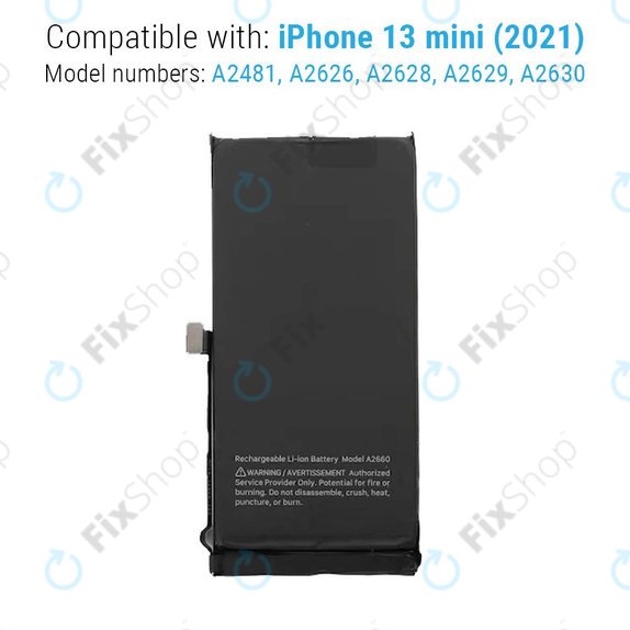 Batteria per iPhone 13 Mini, A2660, 2406mAh, Service Pack