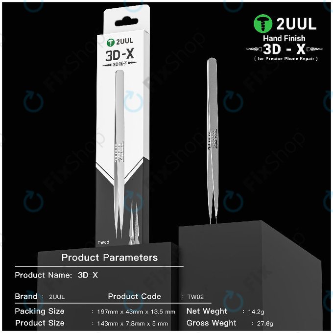 Pinzetta di precisione 3D-X rifinita a mano, 2UUL TW02