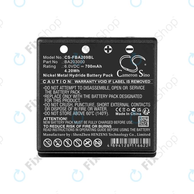 Batteria per HBC Radiomatic Eco, BA209060, Ni-MH, 700mAh, 6V, HQ