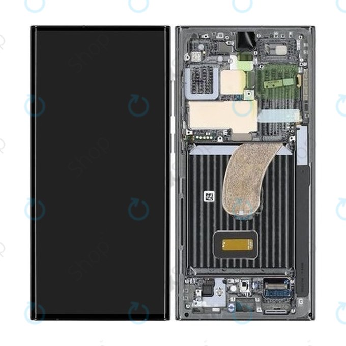 Schermo per Samsung S23 Ultra S918B, Green, Vetro touch con cornice, GH82-30466C, GH82-30465C, Genuine Service Pack