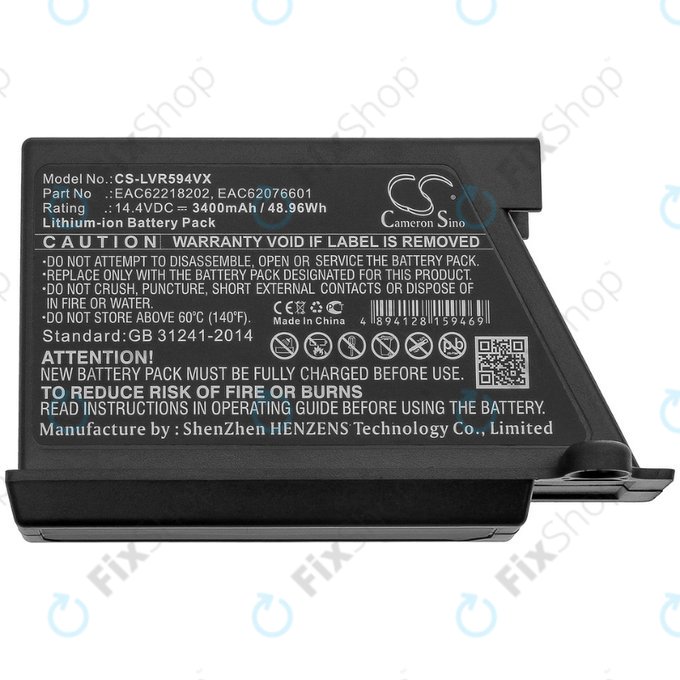 Batteria per LG HomBot-seriess, VR-seriess, EAC62218202, EAC62076601, Li-Ion, 3400mAh, 14.4V, HQ