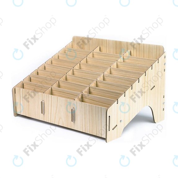 Supporto organizer universale in legno per telefoni con 24 scomparti