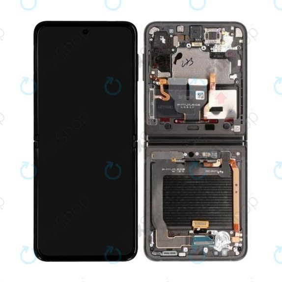Schermo per Samsung Z Flip 3 F711B, Phantom Black, Vetro touch con cornice, GH82-26273A, GH82-27243A, GH82-27244A, Genuine Service Pack