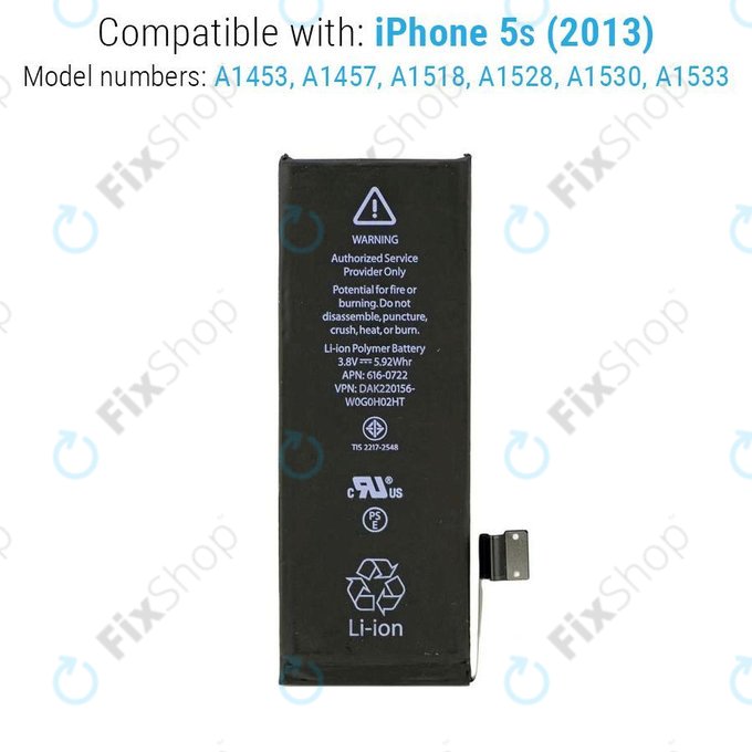 Batteria per iPhone 5S, 1560mAh, FixPremium