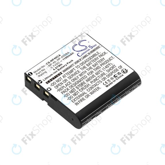 Batteria per Casio Exilim Ex-FC100, NP-40, Li-Ion, 1100mAh, 3.7V, HQ