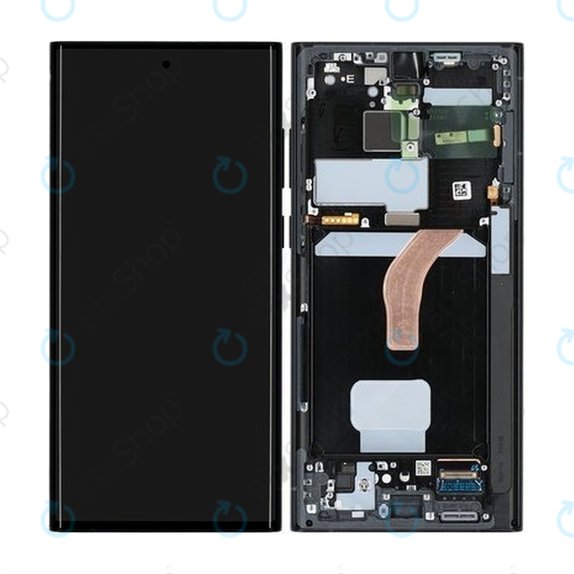 Schermo per Samsung S22 Ultra S908B, Graphite, Vetro touch con cornice, GH82-27488E, GH82-27489E, Genuine Service Pack